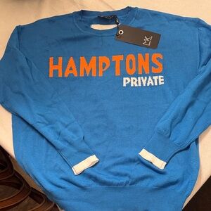 MK Vibrant Blue Crewneck Sweater with Orange and White Accents